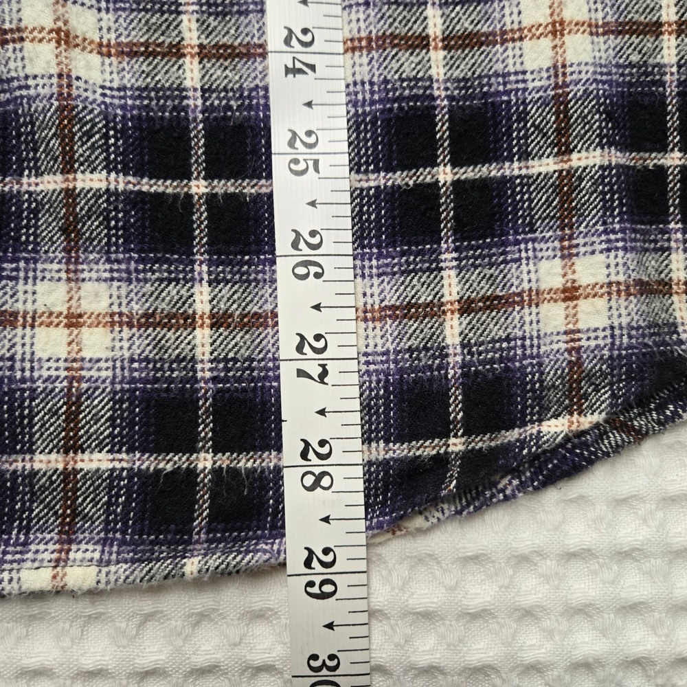 Stussy Vintage Mens Large Purple Black Plaid Flannel Button Down Long Sleeve 90s - Picture 13 of 13